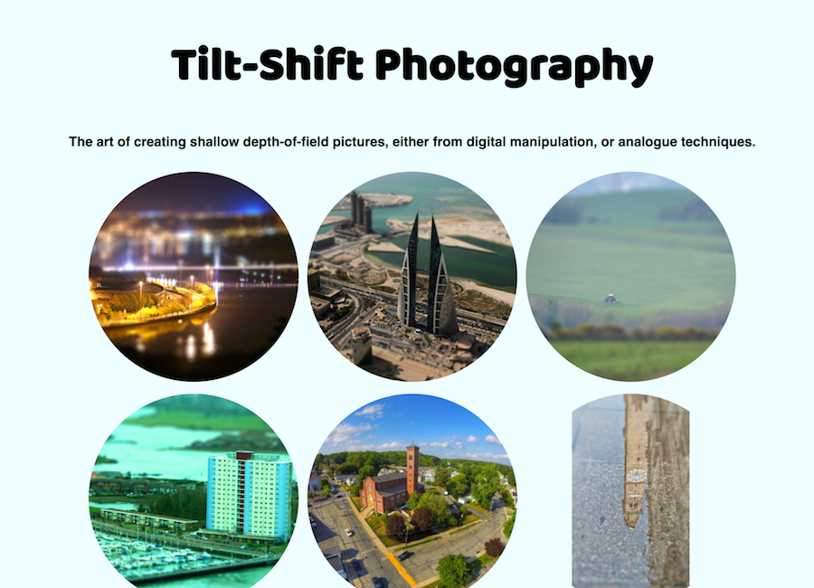 Screenshot of Tiltshift site