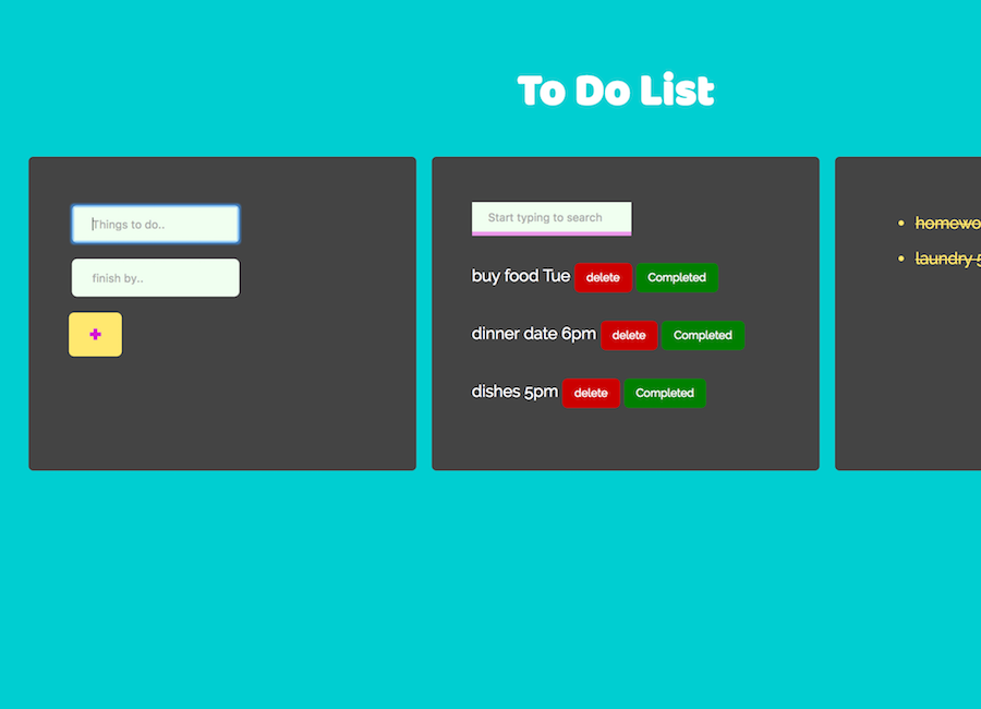 Screenshot of to-do list app